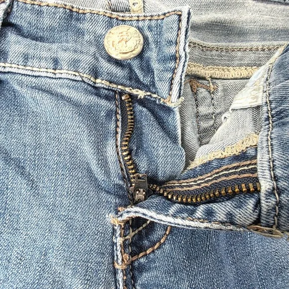 Seven7 Womens Bootcut Jeans Size 28 Medium Wash Embroidered Thick Stitch Denim - Picture 7 of 12